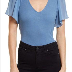 Flutter Sleeve Rib Knit T-Shirt 1State